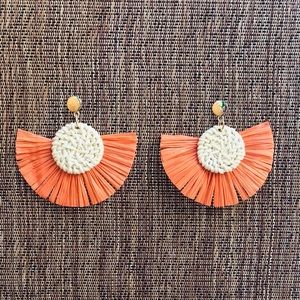 Boho orange fan earrings